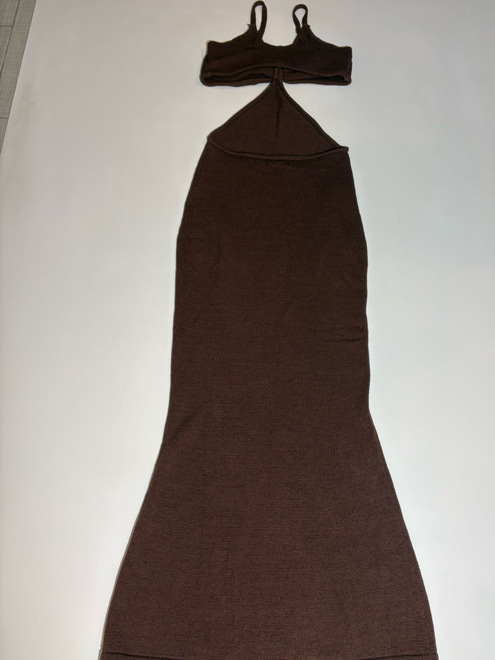 Babyboo Maxi Dress Knit Cutout Sz L Vacation Bodycon Brown - Picture 5 of 8